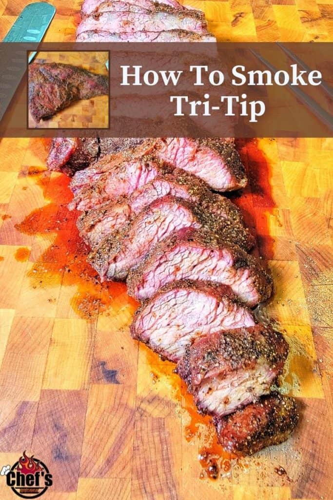 Sliced Tri Tip Steak on cutting board