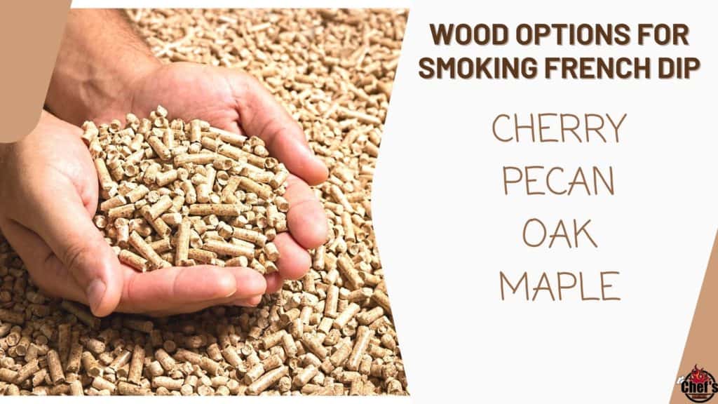 Wood pellets showing cherry, pecan, oak and maple as an option