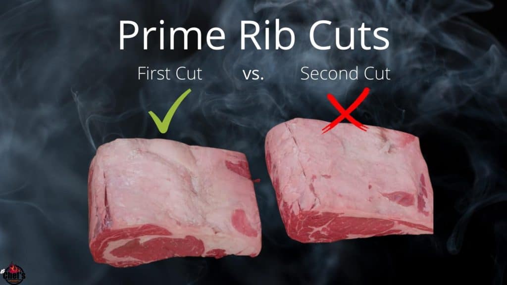 Two cuts of prime rib, first and second