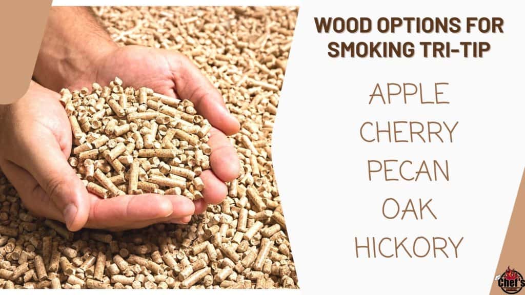 Wood pellets in hand showing oak, hickory, or apple woods 