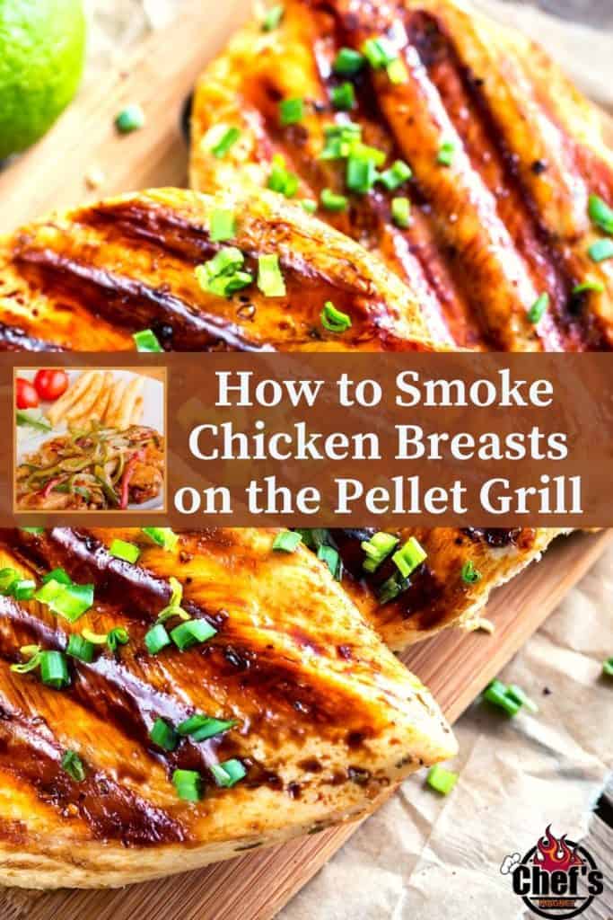 Smoked grilled chicken breasts with green onions 