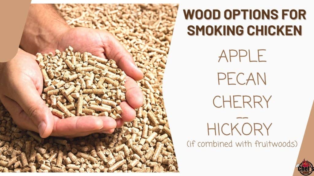 Wood pellets of hickory, cherry, apple and pecan