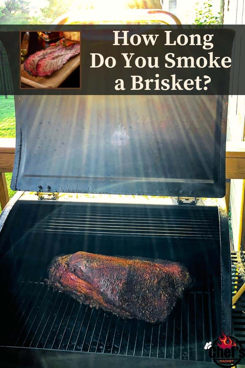 Brisket in a pellet grill with shinning sun behind