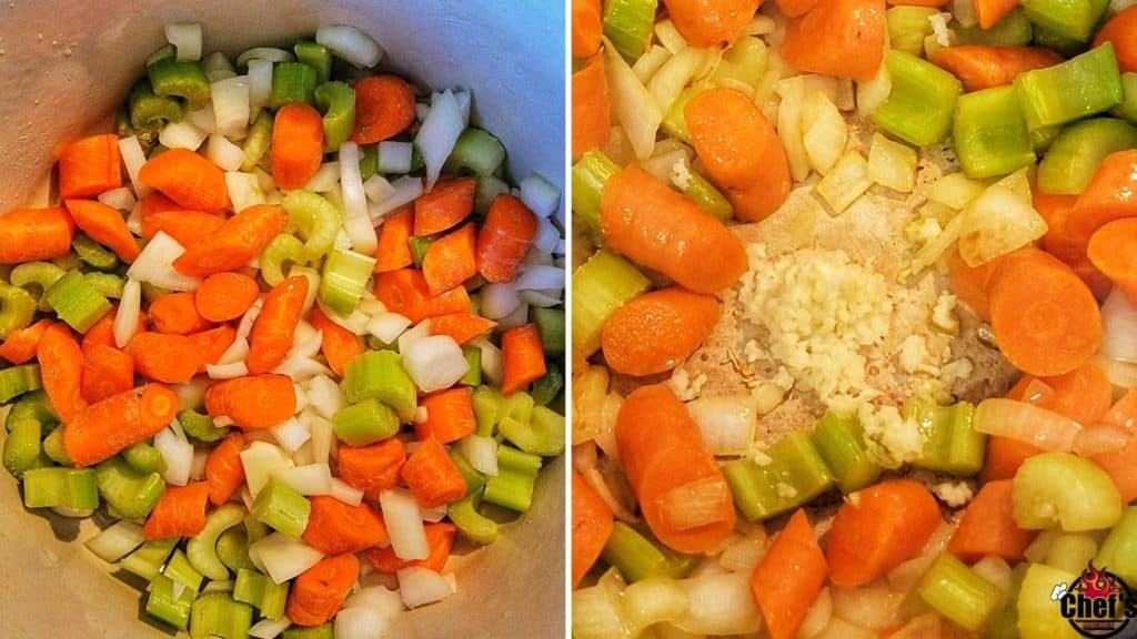 Vegetables in large pot