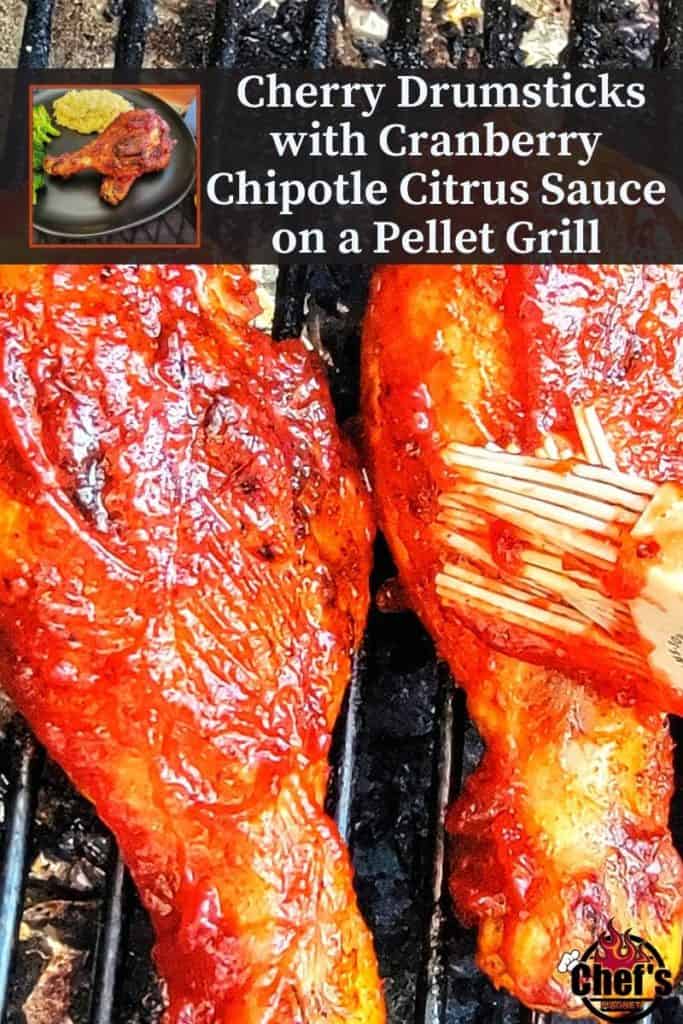 Smoked Cherry Drumsticks with Cranberry Chipotle Glaze